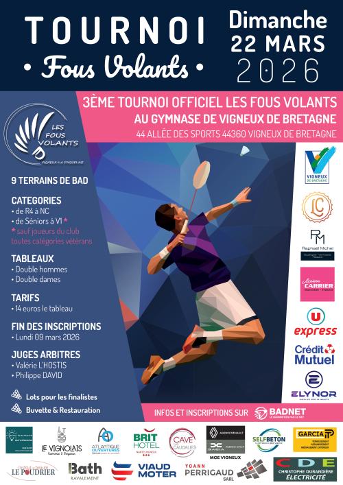 3ème tournoi officiel adultes du club Les Fous Volants